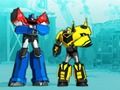 Spel Transformators. Robots in vermomming: Super Mini Striker  aanlyn