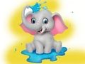 Spel Inkleurboek: Olifant wat water spuit  aanlyn
