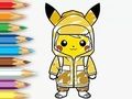 Spel Inkleurboek: Reënjas Pikachu  aanlyn