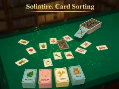 Spel Solitaire. Card Sorting aanlyn