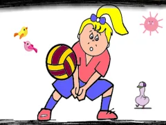 Spel Volleyball Fun Coloring aanlyn