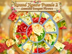 Spel Round jigsaw Puzzle 2 - Assemble Bouquet flowers aanlyn