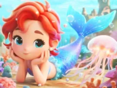 Spel Jigsaw Puzzle: Chibi Mermaid Marshmallow Jellyfish aanlyn