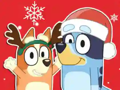 Spel Jigsaw Puzzle: Bluey Christmas Gift aanlyn