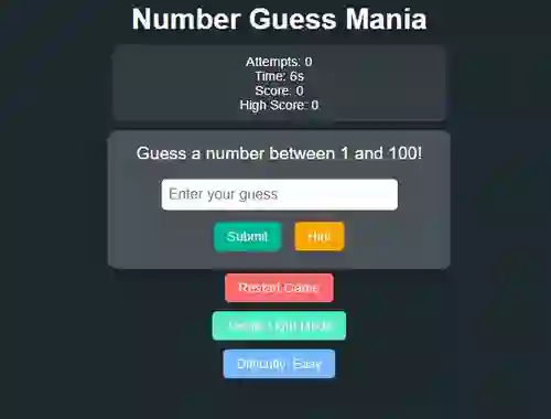 Spel Number Guess Mania aanlyn