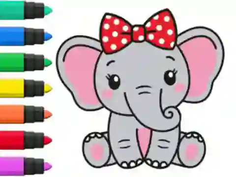 Spel Coloring Book: Elephant aanlyn