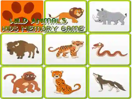 Spel Wild Animals Kids Memory game aanlyn