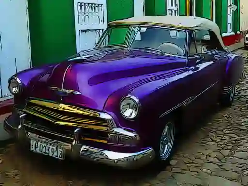 Spel Cuban Vintage Cars Jigsaw aanlyn