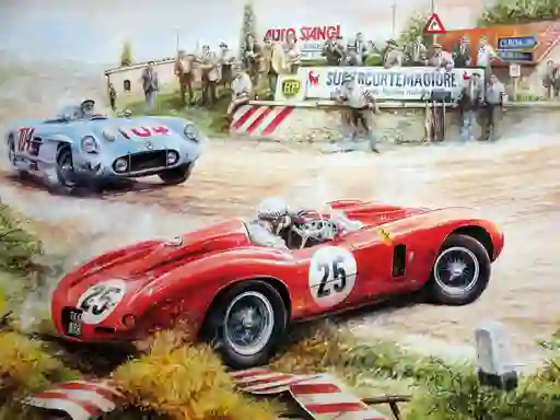 Spel Painting Vintage Cars Jigsaw Puzzle aanlyn