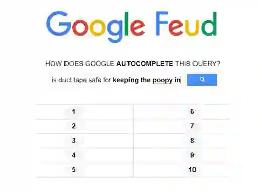 Spel Google Feud aanlyn
