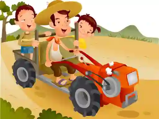 Spel Cartoon Tractor Puzzle aanlyn