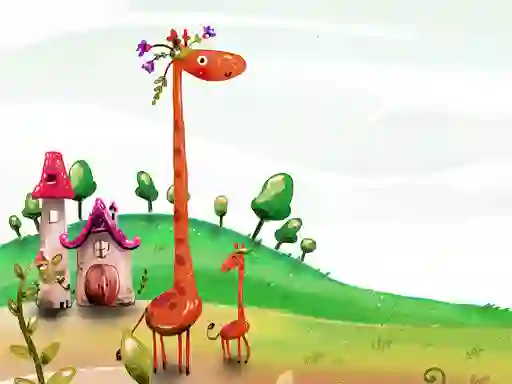Spel Cartoon Giraffe Puzzle aanlyn