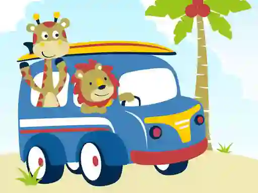 Spel Cute animals with cars difference aanlyn