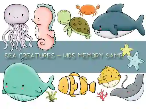 Spel Kids Memory Sea Creatures aanlyn