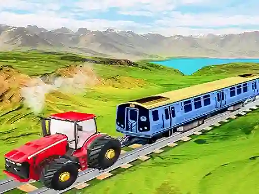 Spel Chained tractor towing train aanlyn