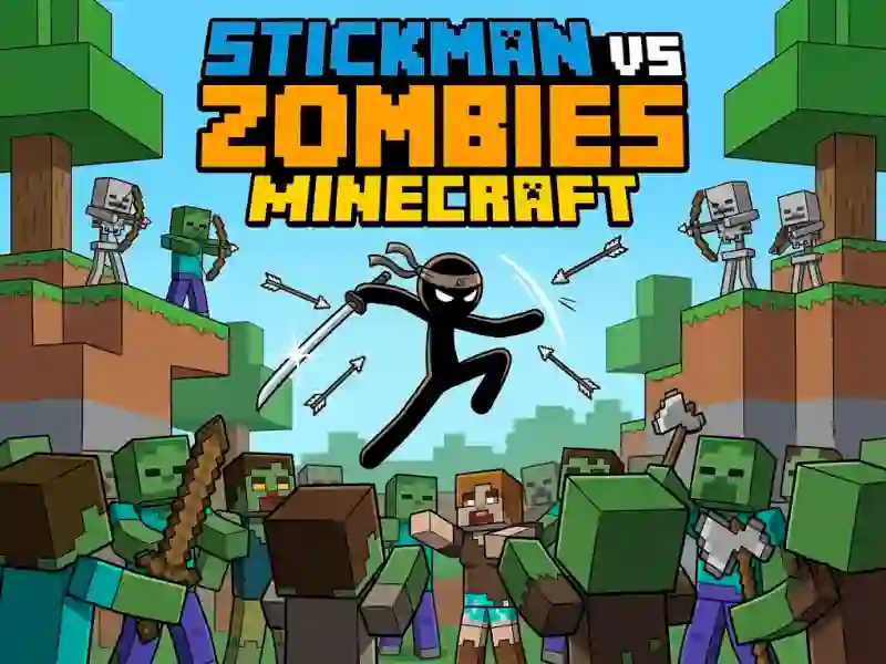 Spel Stickman vs Zombies Minecraft aanlyn
