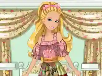 Spel Barbie's Patchwork Peasant Dress aanlyn
