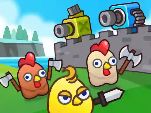 Spel Merge Cannon: Chicken Defense aanlyn