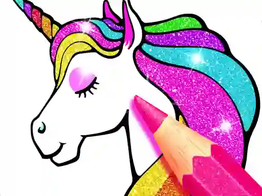 Spel Unicorn Coloring Book Glitter aanlyn