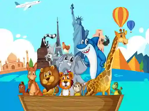 Spel Crazy Friends Travel The World Puzzle aanlyn