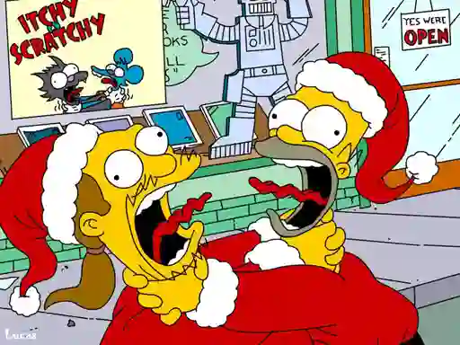 Spel Simpsons Christmas Jigsaw Puzzle aanlyn