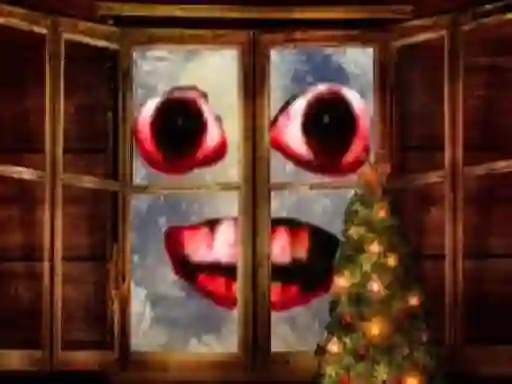 Spel New Year: Santa Claus outside the window aanlyn
