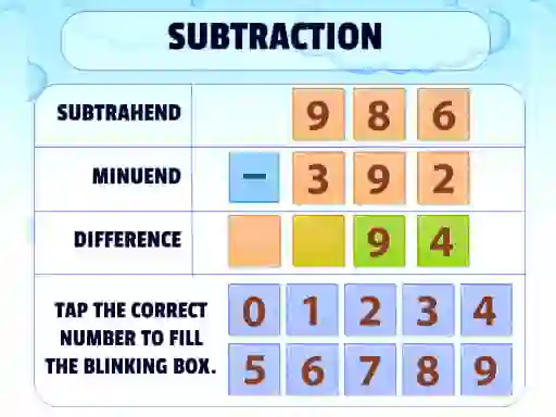 Spel Subtraction Practice aanlyn