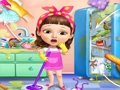 Spel Lieflike babadogtertjie skoonmaak slordige huis aanlyn