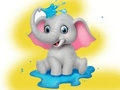 Spel Inkleurboek: Olifant wat water spuit  aanlyn