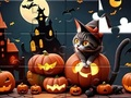 Spel Legkaart: Halloween Cat  aanlyn