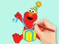 Spel Inkleurboek: Elmo Gift  aanlyn