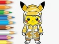 Spel Inkleurboek: Reënjas Pikachu  aanlyn