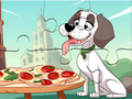 Spel Legkaart: Hond eet pizza  aanlyn