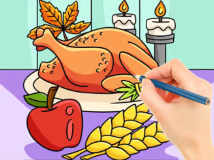 Spel Inkleurboek: Thanksgiving Turkey Meal  aanlyn