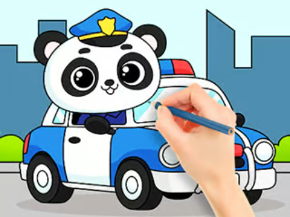 Spel Inkleurboek: Polisie Panda  aanlyn