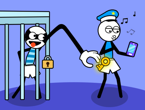 Spel Stickman Troll Thief legkaart  aanlyn