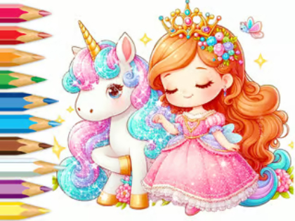 Spel Inkleurboek: Unicorn Secret Whisper  aanlyn