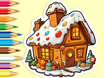 Spel Inkleurboek: Christmas Candy House  aanlyn