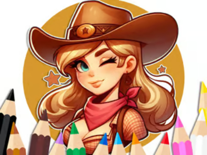Spel Kleurboek: Cowgirl  aanlyn