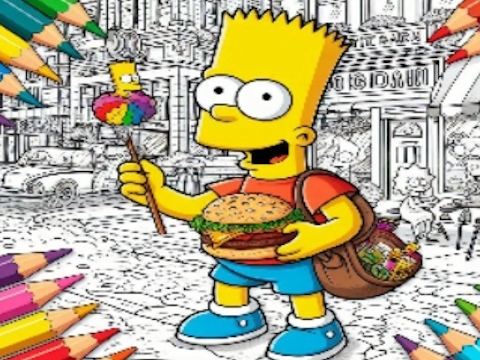 Spel Terug na skool Simpsons kleurboek  aanlyn
