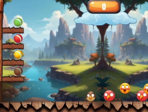 Spel Kleurbal skiet voël  aanlyn