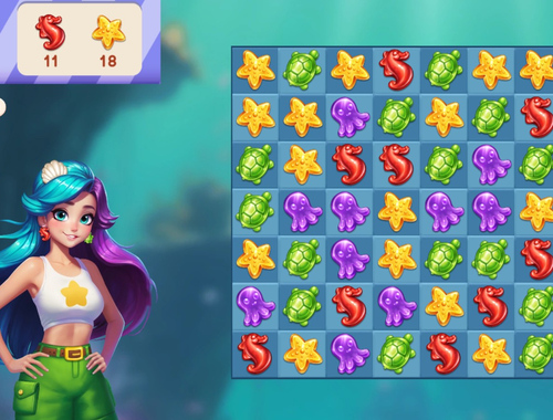 Spel Onderwateravonture: Match 3  aanlyn
