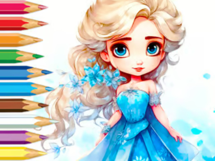 Spel Kleurboek: Frozen Princess  aanlyn