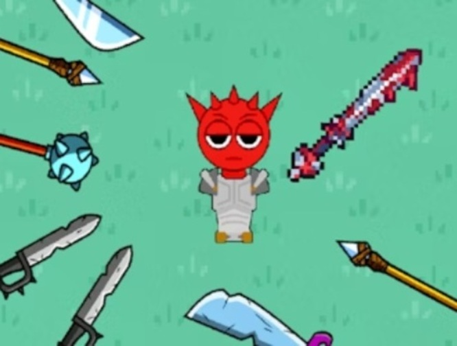 Spel Red Sprunki met 'n swaard  aanlyn
