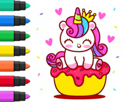 Spel Kleurboek: Unicorn Cupcake  aanlyn