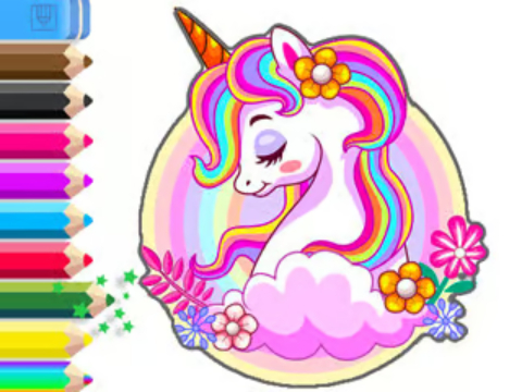 Spel Kleurboek: Unicorn Garden  aanlyn