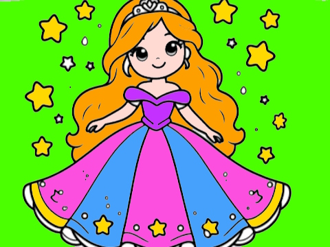 Spel Terug na skool Prinses kleurboek  aanlyn