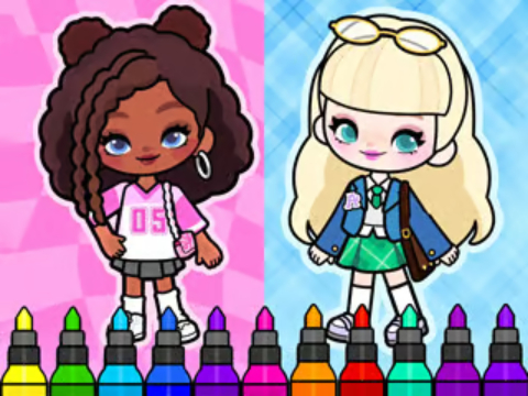 Spel Kleurboek: Aha World Sporty Girl  aanlyn