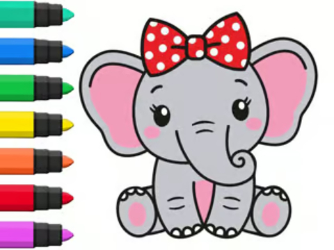 Spel Kleurboek: olifant  aanlyn
