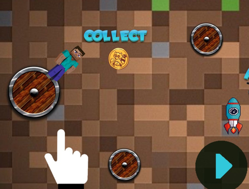 Spel Mineblock draai en vlieg avontuur  aanlyn